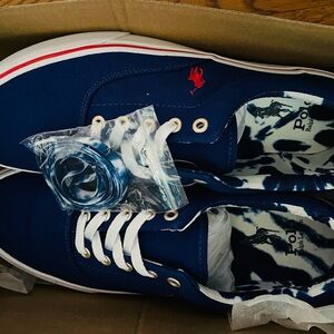 Polo Ralph Lauren Men's 10D Keaton Canvas Lace Up Sneakers Heritage Royal Blue